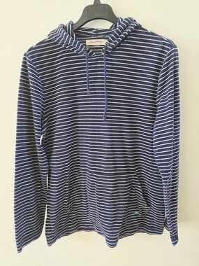 Tommy Bahama Navy & White Striped Hooded Pullover Size M